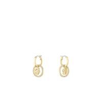Pendientes tipo argolla para mujer de BOSS Jewelry en acero inoxidable con baño iónico de oro amarillo adornados con cristales, 1580821