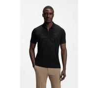 BOSS Polo con cremallera en algodón con gráficos reflectantes - StylePL_Globe Pattern, 50559010 Negro XXL