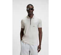BOSS Polo con cuello con cremallera de piqué de algodón elástico con absorción de humedad - StylePolo Urban Tech, 50544002 Gris claro XL