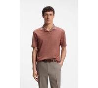 BOSS Polo de algodón, lino y seda con cuello abierto - StyleL-Palma 133, 50559063 Rojo M