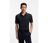 BOSS Polo de algodón y lino con cuello abierto - StyleH-Pye 235, 50559173 Azul oscuro M