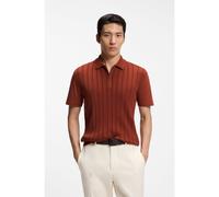 BOSS Polo de algodón y seda con cuello con cremallera - StyleL-Payrot 135, 50560052 Naranja oscuro XL