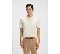 BOSS Polo de cuello con cremallera en jacquard de algodón mercerizado y seda - StyleL-Payrot 111, 50543920 Natural M
