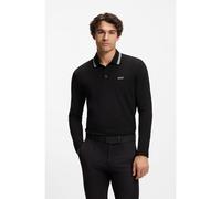 BOSS Polo de manga larga de piqué de algodón - StylePlisy, 50536609 Negro S