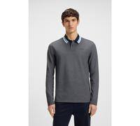 BOSS Polo de piqué de algodón con cuello de rayas - StylePeoxfordlong_1, 50544845 Gris oscuro M