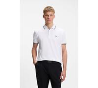 BOSS Polo de piqué de algodón con detalles de logo - StylePaddy, 50469055 Blanco XS