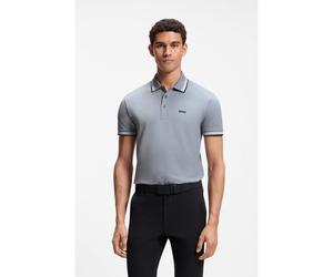BOSS Polo de piqué de algodón con detalles de logo - StylePaddy, 50469055 Gris 5XL