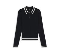 BOSS Polo de punto calado de inspiración ecuestre con logo en aplique - StylePAM KNITWEAR POLO AJOR, B7W1001 Azul oscuro XL