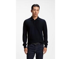 BOSS Polo de punto con diferentes estructuras en mezcla de lana - StyleH-Hincognito_IN, 50564604 Azul oscuro L