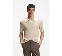 BOSS Polo de punto en algodón y seda con cuello abierto - StyleL-Lanoso, 50565533 Beige claro M