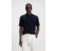 BOSS Polo de punto trenzado de seda y algodón - StyleL-Incanto, 50543207 Azul oscuro S