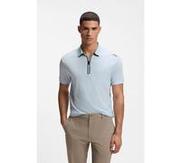 BOSS Polo en jacquard de rejilla con cuello con cremallera - StylePL_Terrace Zip, 50559328 Celeste XXXL