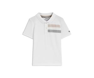 BOSS Polo para niños en algodón elástico con rayas de la marca - StyleJ52100/10P03A, J52100 Blanco 81