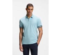 BOSS Polo slim fit de algodón con puños a rayas - StylePolo Zone, 50544448 Celeste XL