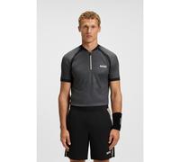 BOSS Polo slim fit en punto de malla con cuello con cremallera - StylePL_TOC Matchball, 50549498 Gris oscuro S