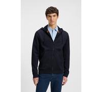 BOSS Prenda con capucha de felpa de algodón con cremallera y parche con logotipo tonal - StyleZetalky, 50508578 Azul oscuro XS