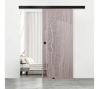 BOSS - Puerta corredera de cristal negra para interior modelo Manhattan, 60 x 215 cm (disponible 60/80/90 cm) 8 mm, vidrio de bronce, nanorecubrimiento, kit completo de herrajes para colgar (60 x 215