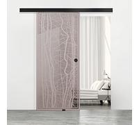 BOSS - Puerta corredera de cristal negra para interior modelo Manhattan, 80 x 215 cm (disponible 60/80/90 cm) 8 mm, cristal de bronce, nanorecubrimiento, kit completo de herrajes para colgar (80 x 215