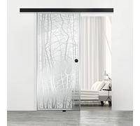 BOSS - Puerta corredera de cristal negra para interior modelo Manhattan, 85 x 215 cm (disponible 60/85/95 cm) 8 mm, cristal transparente, nano revestimiento incoloro, kit completo de herrajes para