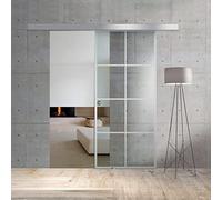 BOSS Puerta corredera del vidrio modelo REZIDENCE 95x215 cm (60/85/95 cm) Vidrio Transparente de 8 mm, patron arenado nanotratamiento Incoloro, kit completo de herrajes (95x215 cm, DERECHA)
