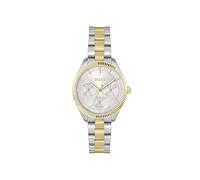 BOSS Reloj Analógico de Cuarzo Multifunción para Mujer Colección Sage Sport con Correa de Acero Inoxidable Bicolor, 1502804, Plata (Silver White)