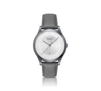 BOSS Reloj chapado en gris con correa de piel - StylePURITY, 58114150 Plata pcs.