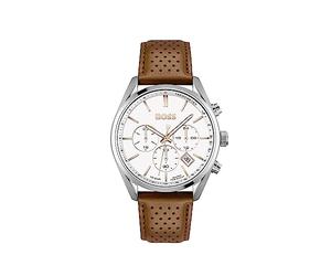 Boss Reloj Cronógrafo de Cuarzo para Hombre 44mm Colección Champion con Pulsera de Acero Inoxidable o de Cuero, Función de Fecha, 3 Subdiales, Resistencia al Agua 10ATM