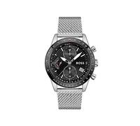 BOSS Reloj Cronógrafo de Cuarzo para Hombre Colección Pilot Edition Chrono con Correa de Malla de Acero Inoxidable Plateada - 1513886