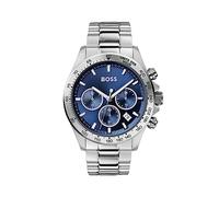 BOSS Reloj Cronógrafo de Cuarzo para Hombre de 43 mm Colección HERO con Pulsera de Acero Inoxidable de Eslabones o Malla, Función de Fecha, 3 Sub-Diales, Resistente al Agua hasta 5ATM