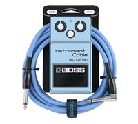 BOSS Serie BIC-10A | Cable de instrumento | Conectores de recto a ángulo recto de ¼ de pulgada | 3 m de longitud | Cables para guitarra, bajo y más | Silencioso y resistente | Azul