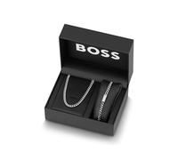 BOSS Set de regalo con collar y brazalete de cadena biselada - StyleCHAIN FOR HIM GIFTSET, HB1570197 Tono plateado pcs.