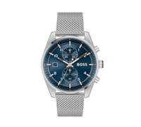 BOSS Reloj Cronógrafo de Cuarzo para Hombre Colección SKYTRAVELLER con Correa de Malla de Acero Inoxidable Plateada - 1514149