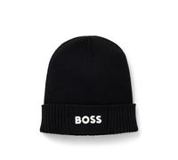 BOSS Small Logo Cotton Blend Knit Hat Beanie, Negro1, Talla única para Hombre