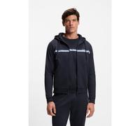 BOSS Sudadera con capucha de felpa de rizo de algodón con cremallera, logo y rayas - StyleAuthentic Jacket H, 50554785 Azul oscuro L