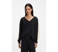 BOSS Sudadera con cuello en pico y rayas en contraste en las mangas - StyleTONE_Sweatshirt, 50566092 Negro XS