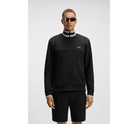 BOSS Sudadera de algodón con cierre de cremallera y ribetes de rayas - StyleFZ Zone, 50543081 Negro XL