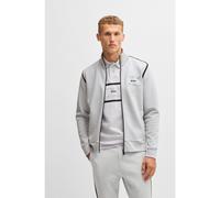 BOSS Sudadera de algodón con cremallera y logo de diseño - StyleSkaz Tape, 50530036 Gris claro XS
