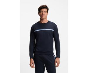 BOSS Sudadera de algodón de ropa de salón con detalles de la marca en el pecho - StyleAuthentic Sweatshirt, 50554791 Azul oscuro L