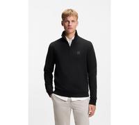 BOSS Sudadera de felpa de algodón con cuello con cremallera y parche de logo - StyleZetrust, 50468926 Negro XS