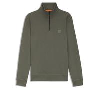 BOSS Sudadera de felpa de algodón con cremallera corta y parche de logo - StyleZetrust, 50468926 Gris S