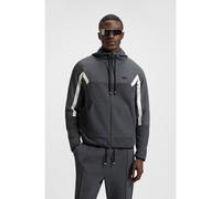 BOSS Sudadera regular fit con capucha y cremallera en jacquard guateado - StyleFZ Hoodie TL, 50543130 Gris oscuro M