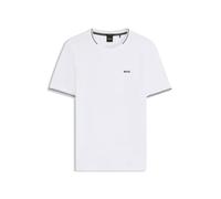 BOSS Camiseta de algodón elástico con rayas y logotipo - StyleTaul, 50521245 Blanco 4XL
