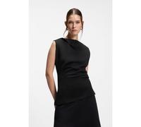 BOSS Top asimétrico de algodón mercerizado con cuello en cascada - StyleEmiaka, 50558899 Negro M
