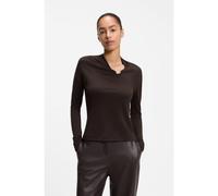 BOSS Top con escote en pico y herrajes metálicos en el escote - StyleEdonya, 50568618 Marrón XS