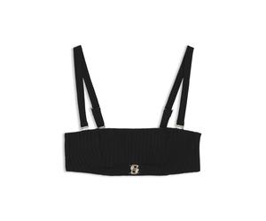 BOSS Top de bikini palabra de honor plisado con monograma Double B - StyleBANDEAU_DOUBLE B, 50561325 Negro L