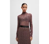 BOSS Top de cuello alto en tul plisado - StyleEmata_Mesh_AOP, 50521730 Marrón estampado XL