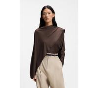 BOSS Top de manga larga en punto drapeado con detalle de bufanda - StyleEbiris_FS_C, 50566125 Marrón oscuro L