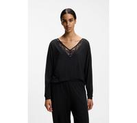 BOSS Top de pijama de manga larga con escote de encaje - StyleBlossom_LS-Top, 50571011 Negro M