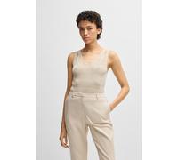 BOSS Top de punto sin mangas con escote en pico - StyleFlani, 50534133 Beige claro XL