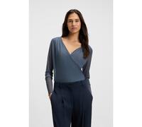 BOSS Top en tul plisado con parte delantera cruzada - StyleEdriba, 50543183 Azul M